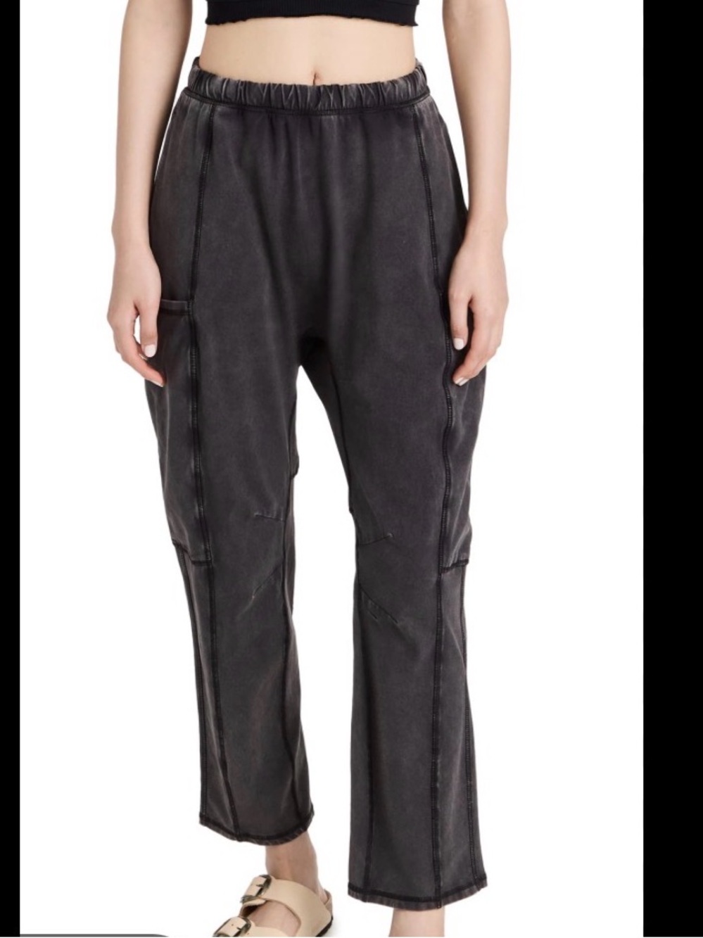 Free People Movement Hot Shot Pants Washed Black SZ M - Picture 2 of 6